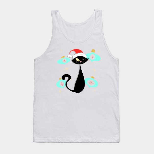 Black Cat with Blue Ornaments Tank Top by SillySpoooks